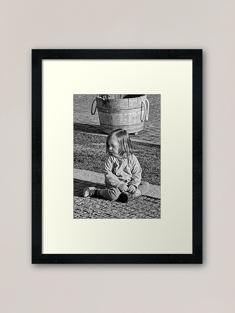 Thumbnail 1 of 7, Framed Art Print, Daily Life B&W #1 - Shy Little Girl designed and sold by jouvaygifts.