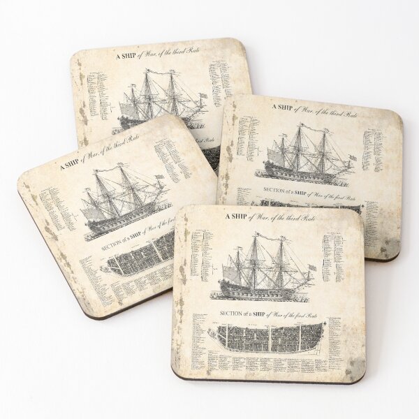 Item preview, Vintage British Man of War Ship Illustration 1728 designed and sold by Daniel Hagerman.