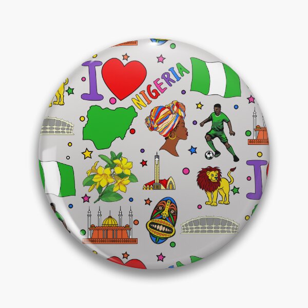 Item preview, I love Nigeria. Hand drawn Nigerian Landmarks, flag and map of Nigeria designed and sold by mashmosh.