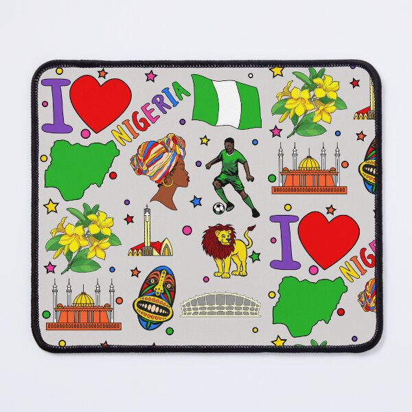 Item preview, I love Nigeria. Hand drawn Nigerian Landmarks, flag and map of Nigeria designed and sold by mashmosh.