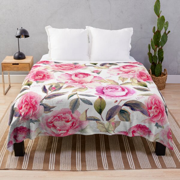 Item preview, Floral watercolor pattern with garden pink flowers roses designed and sold by Shkiko.