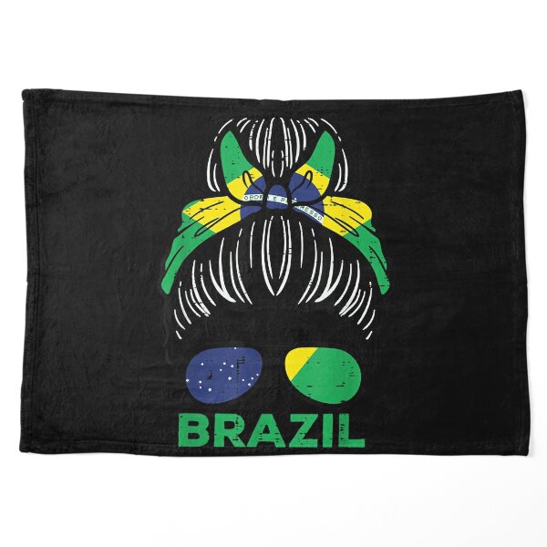 Brazil Flag Brasil Girl Hairbun Football Soccer Fan Women  Art