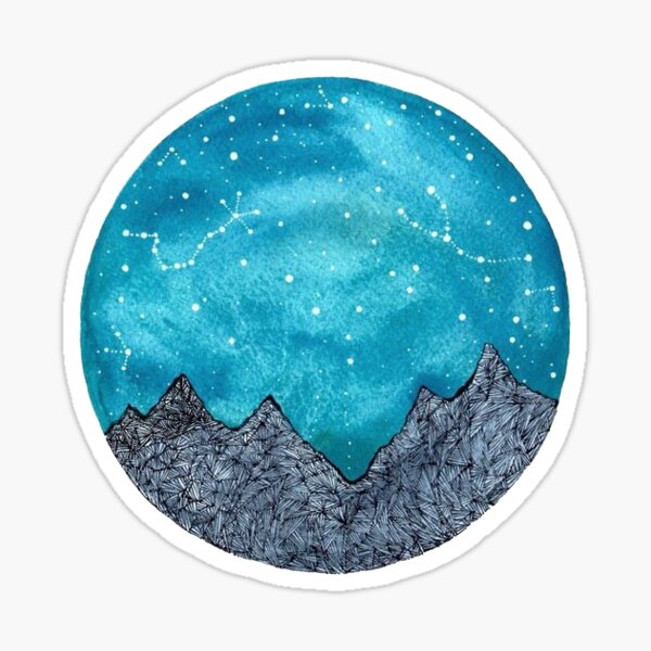 mountains and galaxy Sticker