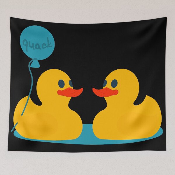 Item preview, Two little yellow rubber ducks with a blue quack balloon designed and sold by marie-inks.