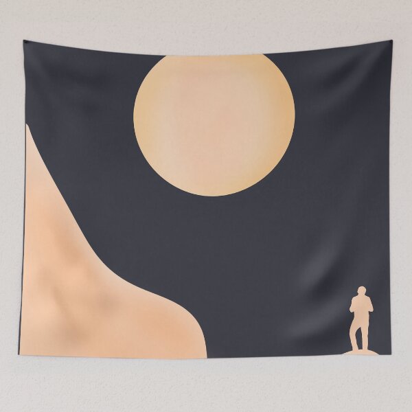Item preview, Lonely Person standing at mountain looking at moon designed and sold by Cosmos726.
