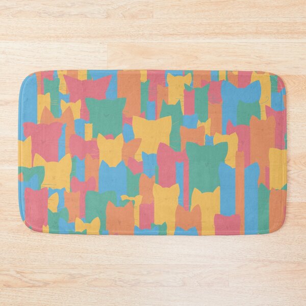 Item preview, World Full of Cats PInk blue Yellow Green Funny Whiskers Lovehearts designed and sold by marie-inks.