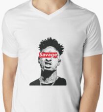 21 sauvages T-shirt col V homme