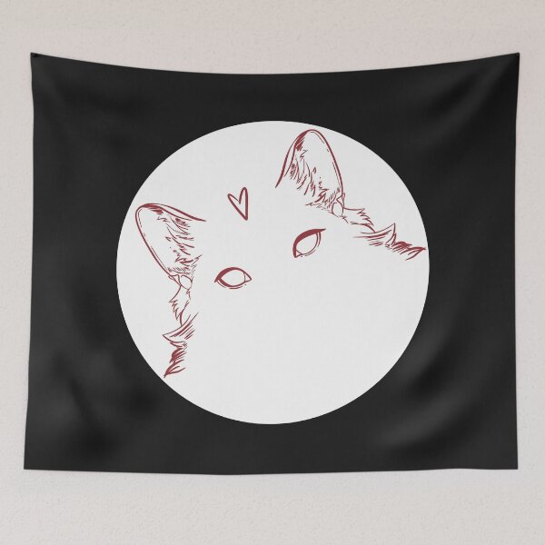Item preview, Fluffy cat with a heart Ink illustration in a circle designed and sold by marie-inks.