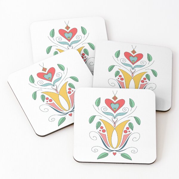 Item preview, Folklore floral ornament pastel colours plants leaves symmetrical designed and sold by marie-inks.