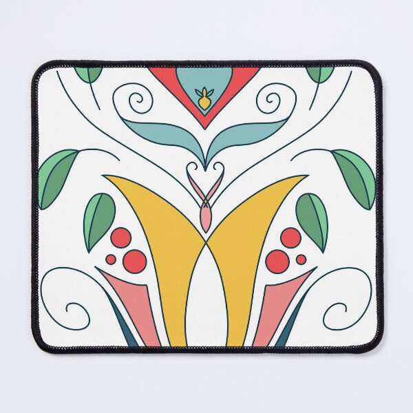 Item preview, Folklore floral ornament pastel colours plants leaves symmetrical designed and sold by marie-inks.