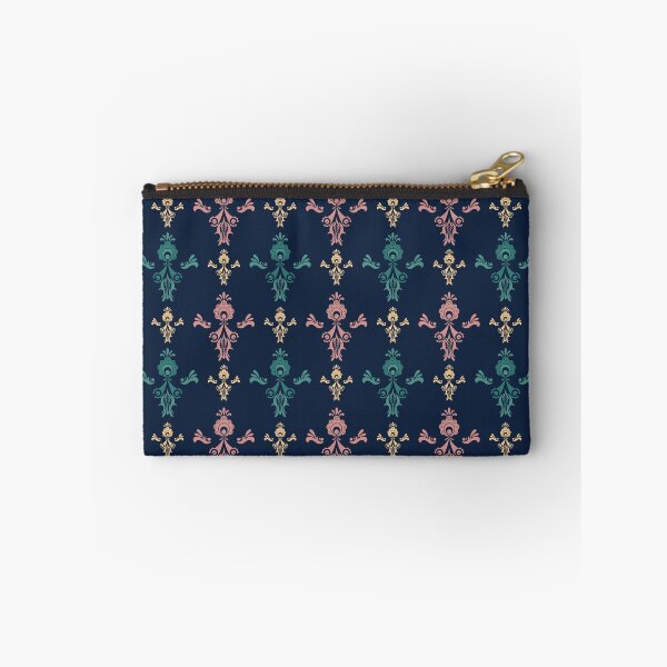 Item preview, Folklore floral repeating pattern green blue yellow pink flowery symmetrical art nouveau designed and sold by marie-inks.