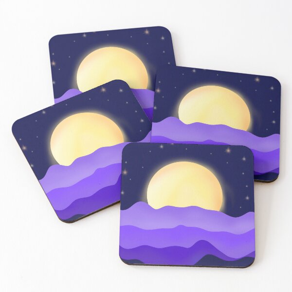 Item preview, Beautiful violet night sky illustration with moon designed and sold by Cosmos726.