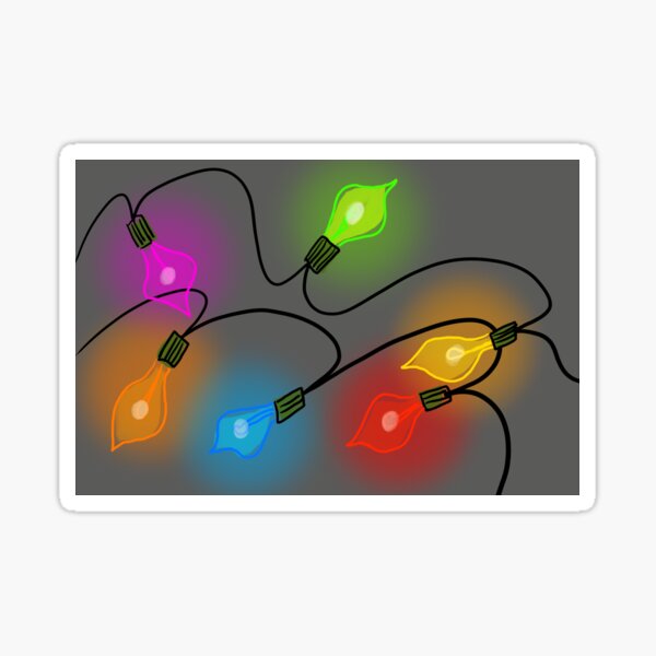 Mid Century Modern Christmas Tree Lights Sticker