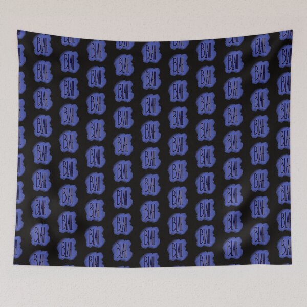 Item preview, BLAH. Blue Retro Sketchy Paint Brush Brush stroke Calligraphy designed and sold by marie-inks.
