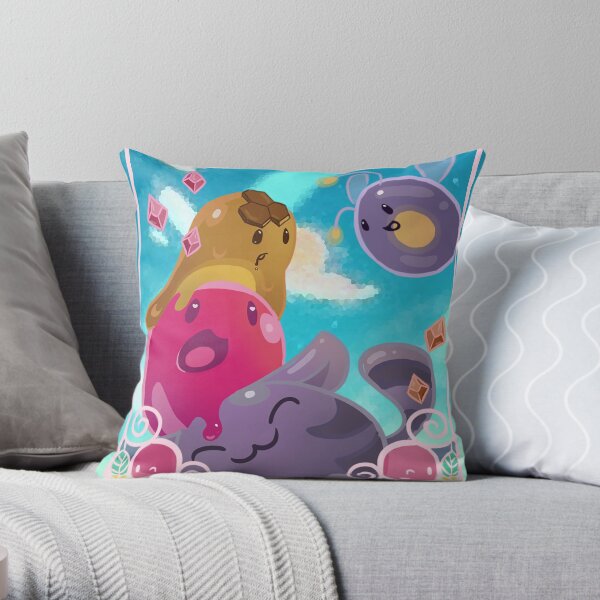 Adventurous Slimes Throw Pillow