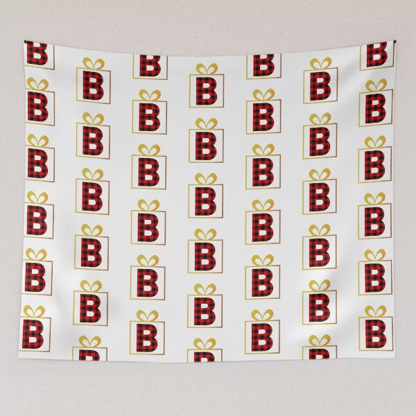 Item preview, Christmas Buffalo Plaid Letter B designed and sold by Coffee Lifestyle.