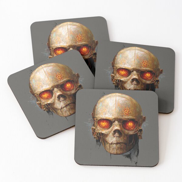 Item preview, Terminator Inspired Vintage Rust Cyborg Skull with Ai Art designed and sold by ArtificialEye.