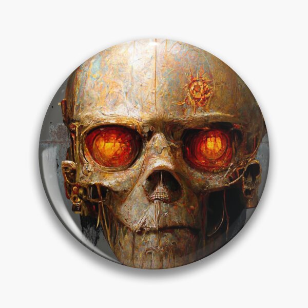 Item preview, Terminator Inspired Vintage Rust Cyborg Skull with Ai Art designed and sold by ArtificialEye.