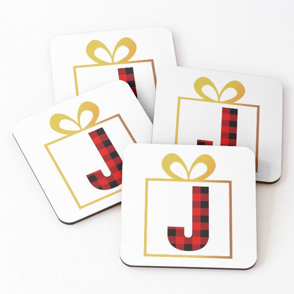 Item preview, Christmas Buffalo Plaid Letter J designed and sold by Coffee Lifestyle.