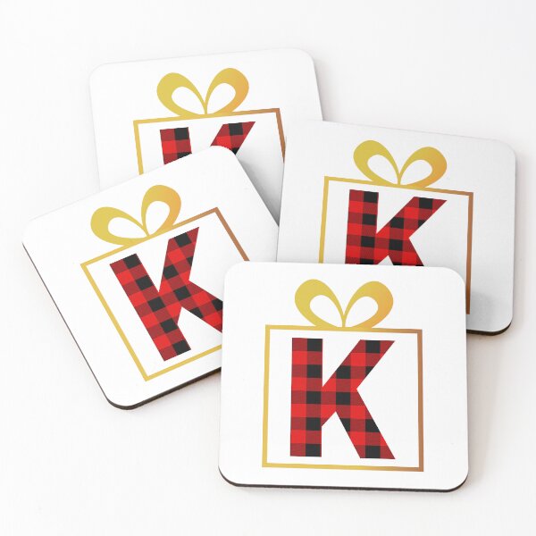 Item preview, Christmas Buffalo Plaid Letter K designed and sold by Coffee Lifestyle.