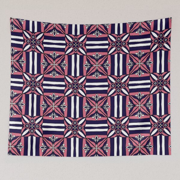 Item preview, Pink, Blue and White Mixed Geometric Pattern designed and sold by patternologyy.