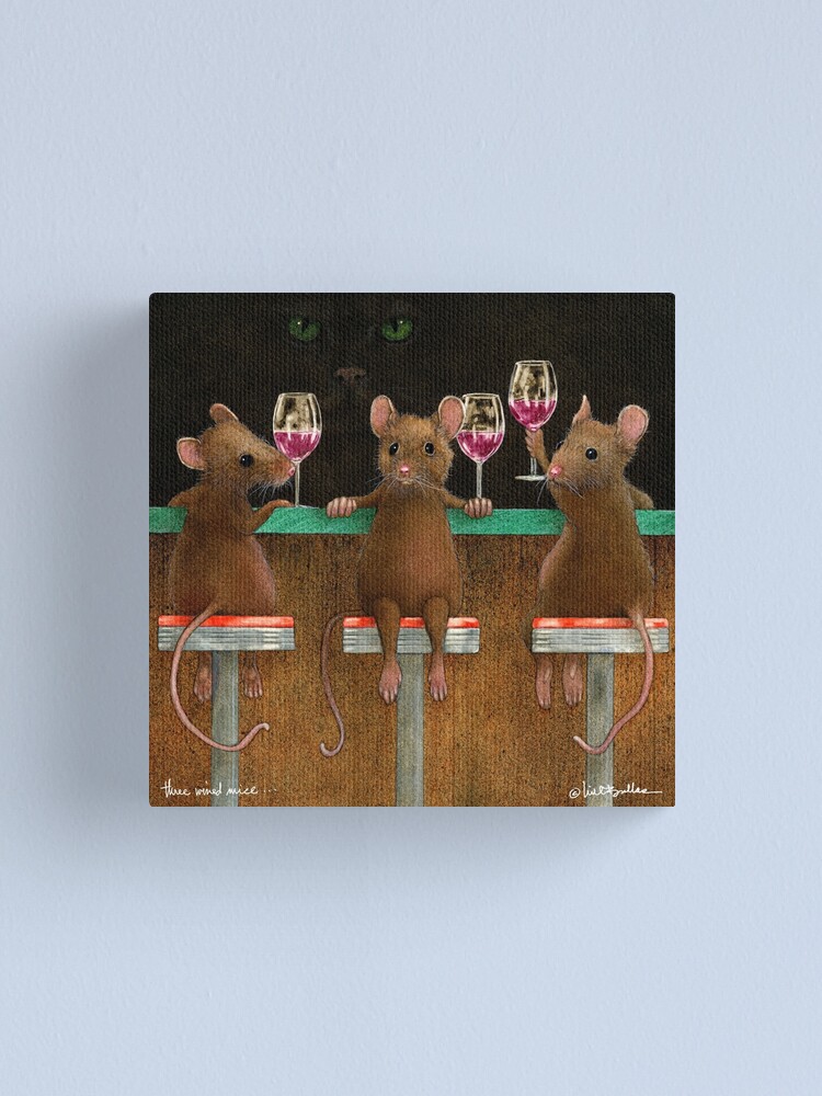 Alternate view of Will Bullas print / three wined mice /animals / wine / mouse Canvas Print