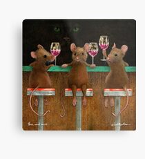 Lienzo metálico Will Bullas print / tres ratones ganados / animales / vino / ratón