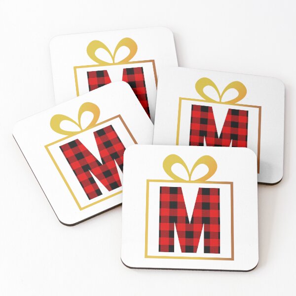 Item preview, Christmas Buffalo Plaid Letter M designed and sold by Coffee Lifestyle.
