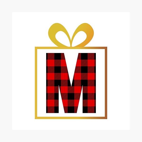 Item preview, Christmas Buffalo Plaid Letter M designed and sold by Lyssarien.