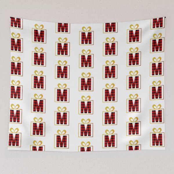 Item preview, Christmas Buffalo Plaid Letter M designed and sold by Coffee Lifestyle.