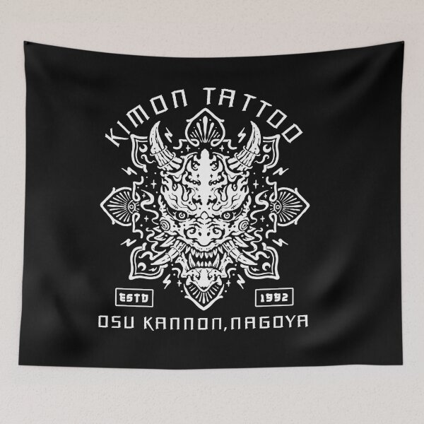 Item preview, Kimon Tattoo Studio Nagoya Japan, Oni Mask Traditional Japanese Demon Tattoos designed and sold by Proverbial Wisdom Design.