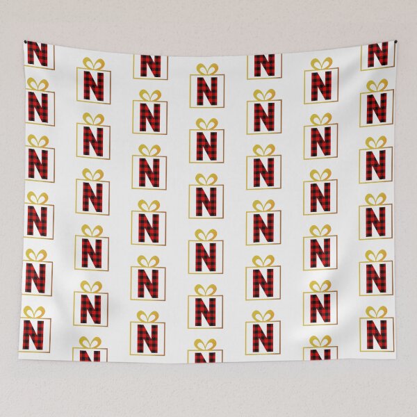 Item preview, Christmas Buffalo Plaid Letter N designed and sold by Coffee Lifestyle.