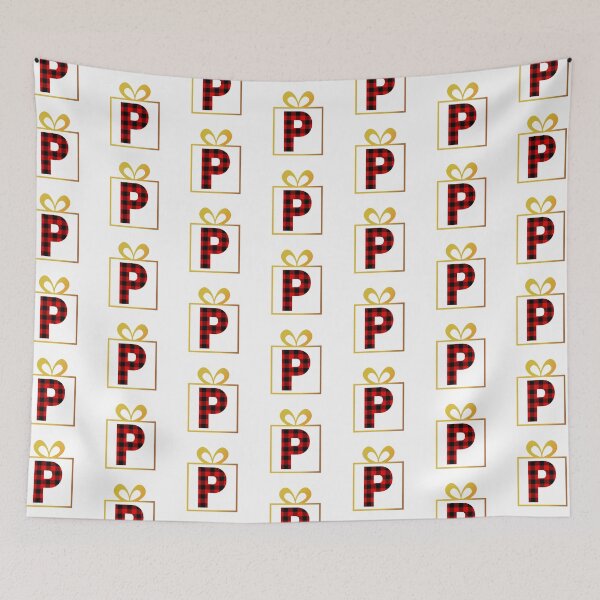 Item preview, Christmas Buffalo Plaid Letter P designed and sold by Coffee Lifestyle.