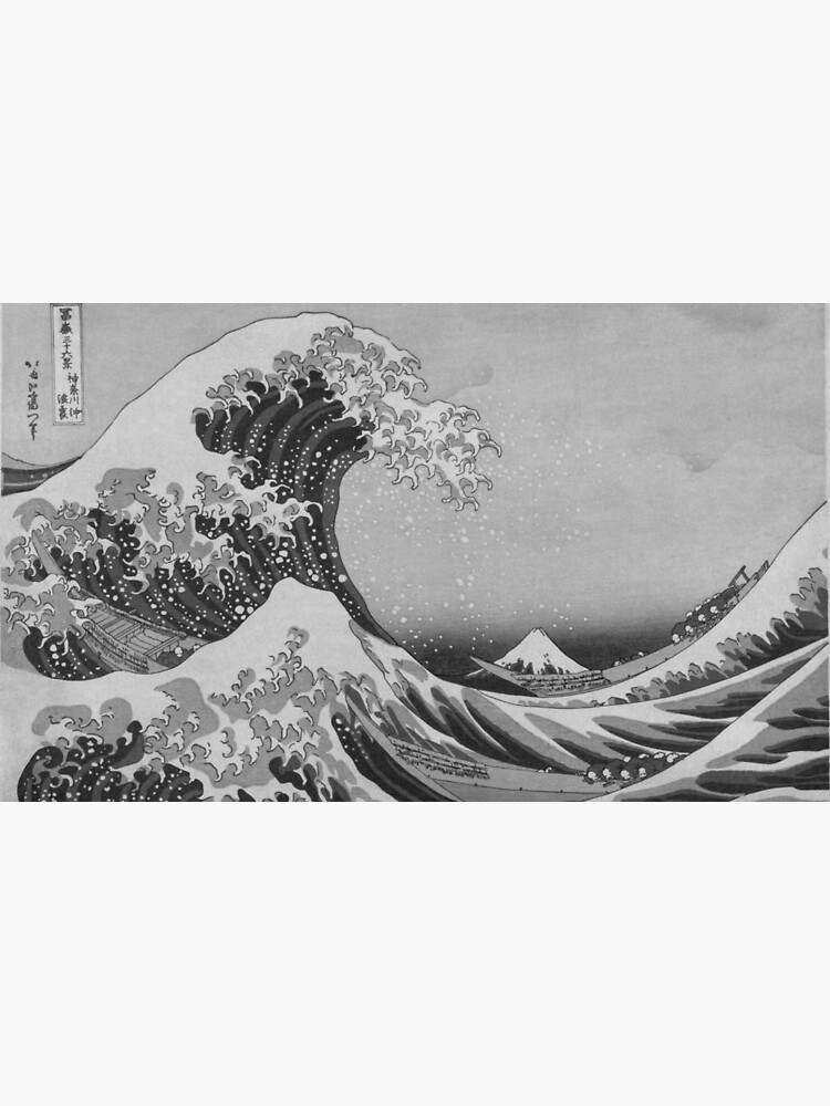 Black and White Japanese Great Wave off Kanagawa by Hokusai by podartist