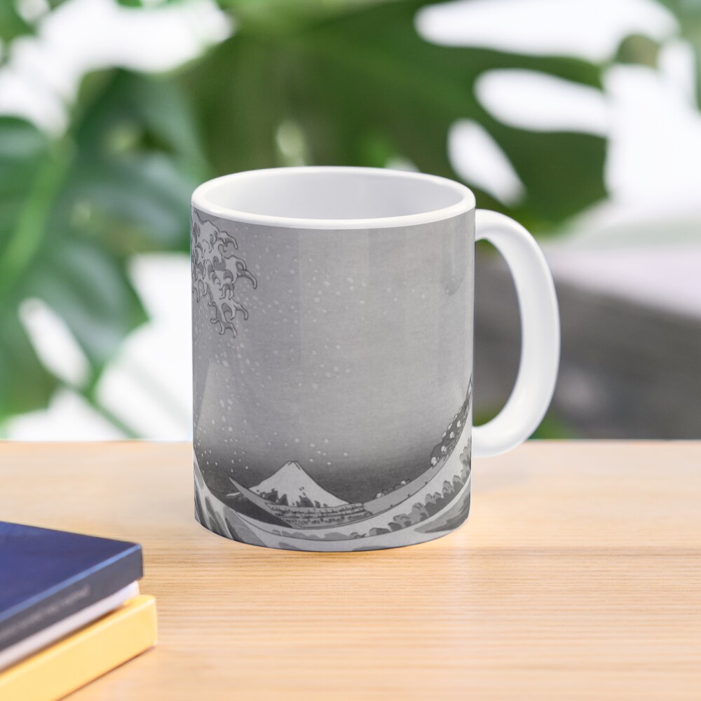 Black and White Japanese Great Wave off Kanagawa by Hokusai Mug