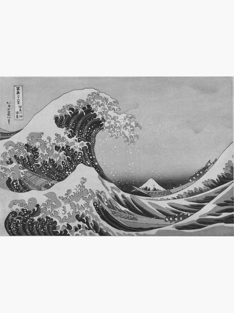 Black and White Japanese Great Wave off Kanagawa by Hokusai by podartist
