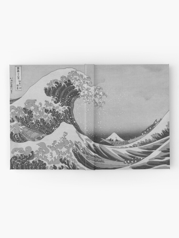 Alternate view of Black and White Japanese Great Wave off Kanagawa by Hokusai Hardcover Journal
