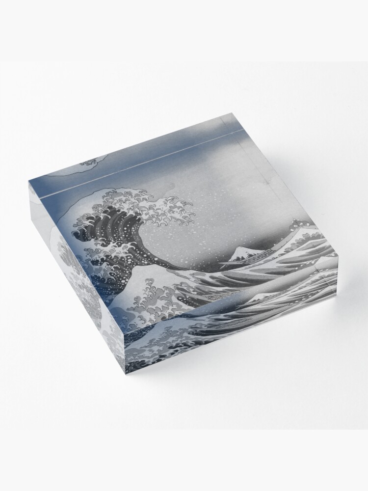 Alternate view of Black and White Japanese Great Wave off Kanagawa by Hokusai Acrylic Block