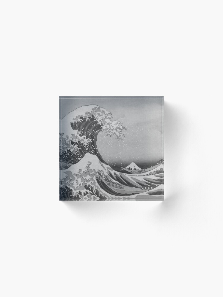 Alternate view of Black and White Japanese Great Wave off Kanagawa by Hokusai Acrylic Block