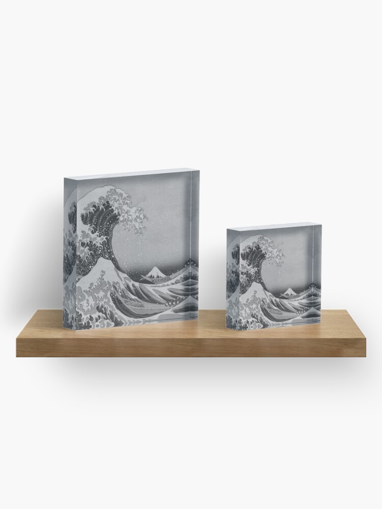 Alternate view of Black and White Japanese Great Wave off Kanagawa by Hokusai Acrylic Block