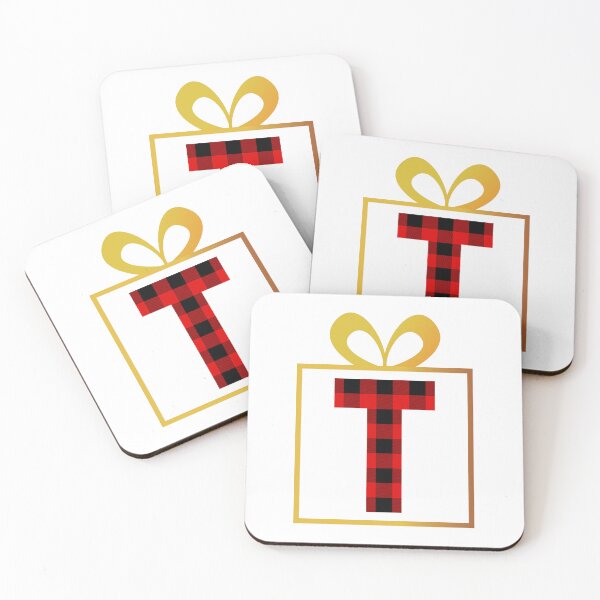 Item preview, Christmas Buffalo Plaid Letter T designed and sold by Coffee Lifestyle.