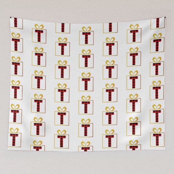 Item preview, Christmas Buffalo Plaid Letter T designed and sold by Coffee Lifestyle.
