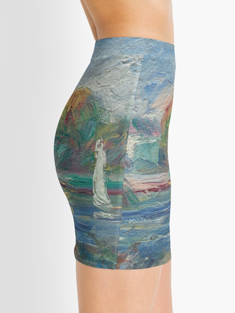 Alternate view of The Blue River Oil Painting by Auguste Renoir Mini Skirt