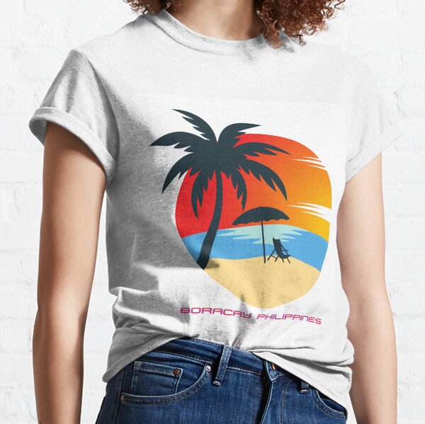  Womens Boracay Sunset Vintage Souvenir Palm Tree Beach