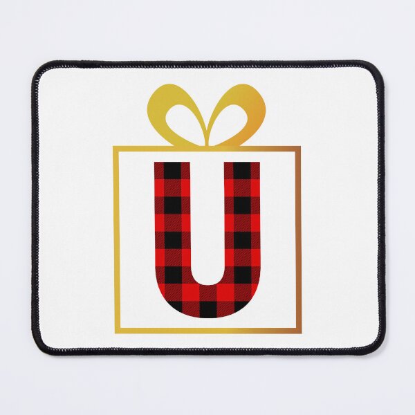 Item preview, Christmas Buffalo Plaid Letter U designed and sold by Coffee Lifestyle.