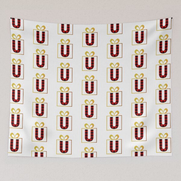 Item preview, Christmas Buffalo Plaid Letter U designed and sold by Coffee Lifestyle.