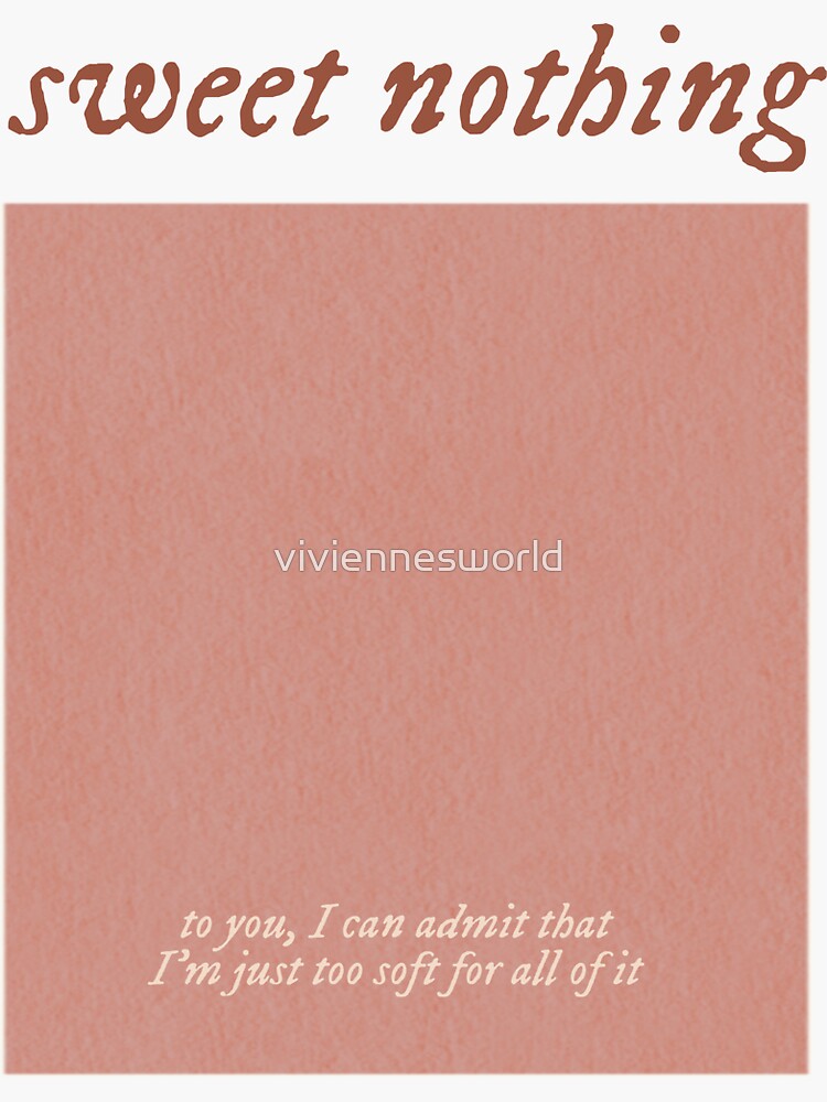 "sweet nothing lyric color palette / graphic design" Sticker for Sale
