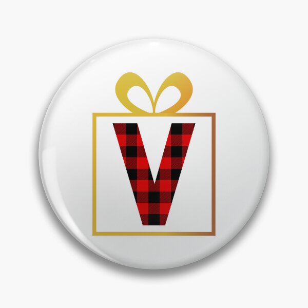 Item preview, Christmas Buffalo Plaid Letter V designed and sold by Coffee Lifestyle.