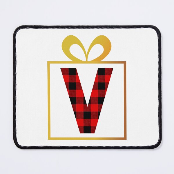 Item preview, Christmas Buffalo Plaid Letter V designed and sold by Coffee Lifestyle.