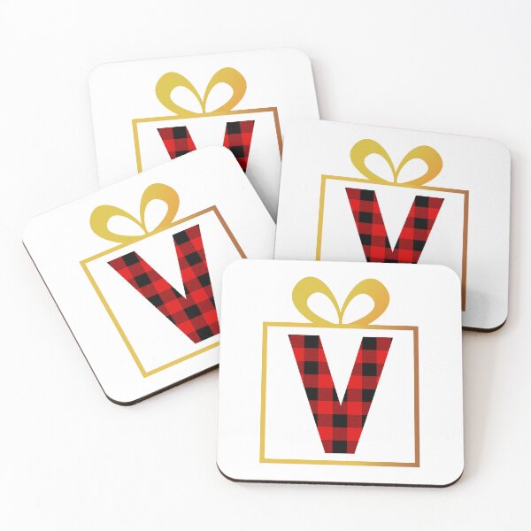 Item preview, Christmas Buffalo Plaid Letter V designed and sold by Coffee Lifestyle.